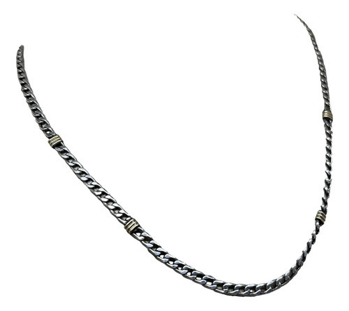 Cadena Grumet En Plata 925 Y Oro 51cm Pp.bb 0