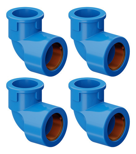 Kit 4 Cotovelo Joelho Azul Rosca Cola 3/4 - 1/2 Soldavel 0