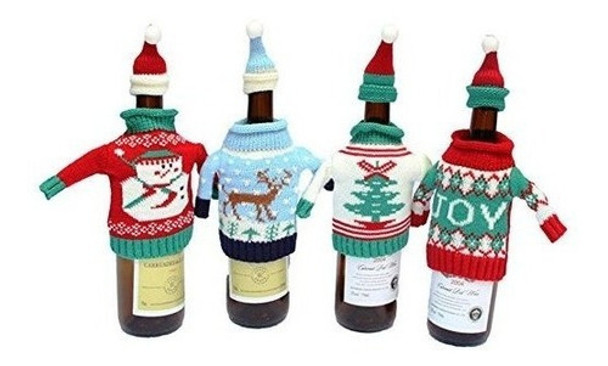 Fashionclubs Navidad Botella De Vino Feo Sueter Cubre Set C 0