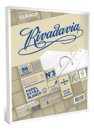 Repuesto Rivadavia 96 Hojas Rayado Clasici Sin Banda N*3 0