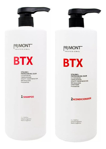 Primont Kit Btx Shampoo + Acondicionador Procesados 1lt 0