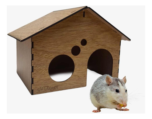 Casa De Madera L Roedor Hamster Coballo Topo Erizo Mascota 0