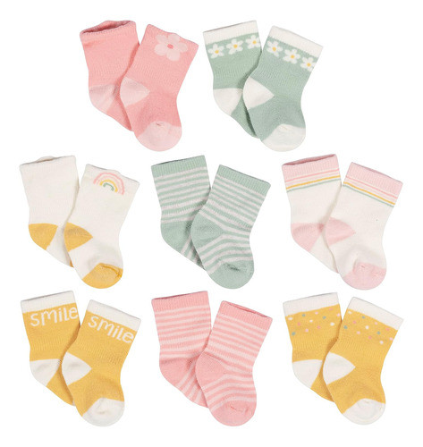 Calcetines Gerber Unisex Para Bebés De 8 Pares A Prueba De M 0