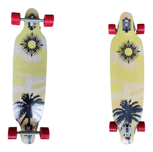 Longboard Skate Completo Montado 92 X 23,5cm Sol Coqueiro 0