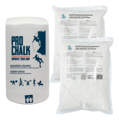 Kit Dispenser C/ 2 Refil 900ml Pro Chalk Magnésio Liquido 0