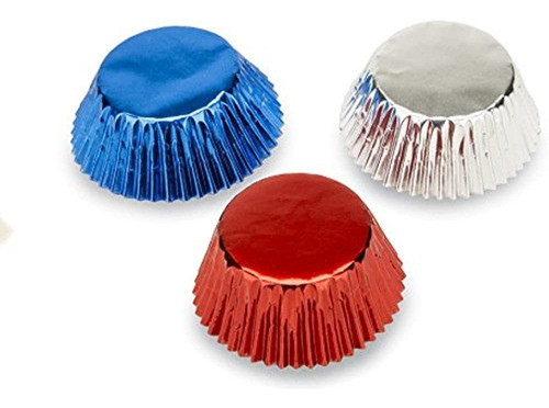 Fox Run Patriotic Foil Bake Cup Set, Estándar, 45 Tazas, Roj 0