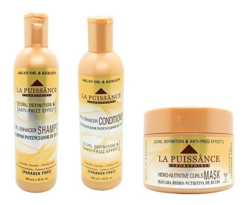 Kit Potenciador Rulos Shampoo + Enjuague + Baño La Puissance 0