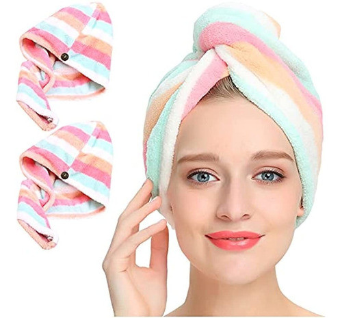 Aurotrends Microfiber Hair Turban Wrap 2 Pack, Quick Dry Hai 0