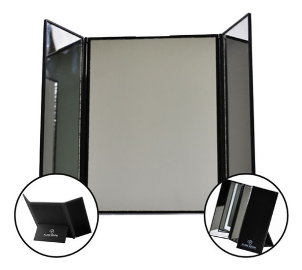 Espelho De 3 Faces Black Fold Mirror Com Suporte Klass Vough 0