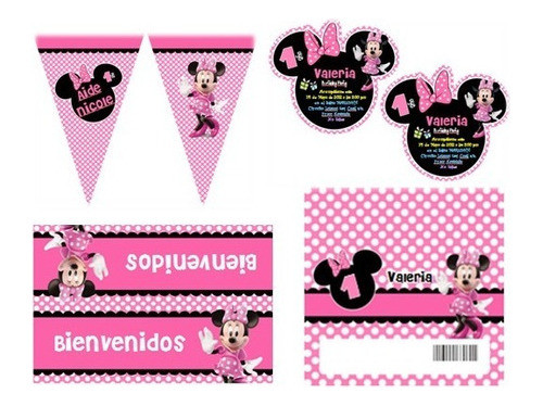 Kit Imprimible Invitaciones Candy Bar Png / Minnie Rosa 0