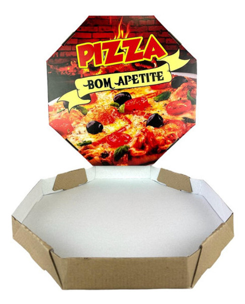 Kit Caixa De Pizza Oitavada 40cm - Kit100un Ifood Delivery 0
