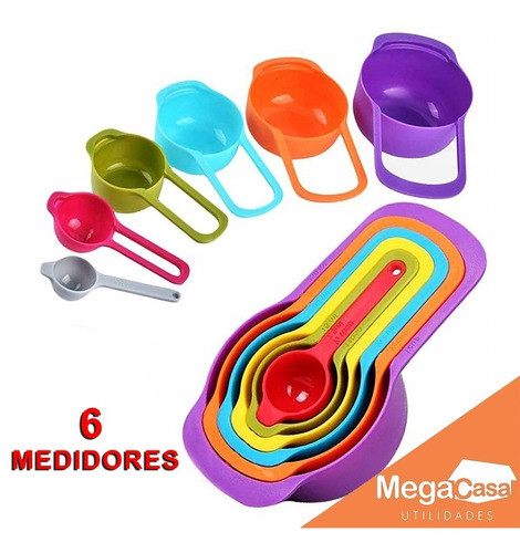 Colher Medidora Xícaras E Colheres Medidoras 6 Peças 0