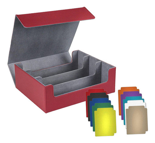 Caixa De Baralho De Cartas Forro Vermelho Cinza 0