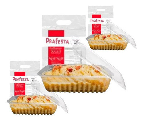 Kit 72x Potes Retang. 350ml Freezer Microondas Marmita Fit 0