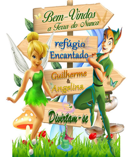 Peter Pan E Sininho Placa Display Em Mdf 0
