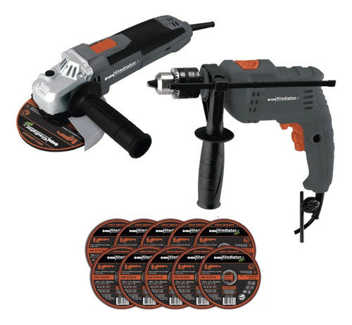 Kit Taladro Percutor + Amoladora Angular Gla Pro Mi Casa 0