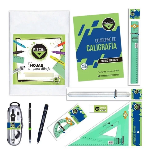 Kit Técnico Dibujo Individual Pizzini Todo En Uno 10 Útiles 0