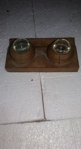 Antiguo Tintero En Madera Y Vidrio   Pequeño Detalle 0