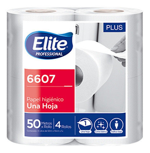 Papel Higiénico Elite Simple Hoja 50m X 4 Unidades (6607) 0