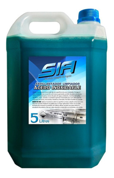 Abrillantador Limpiador De Acero Inoxidable 5 Litros Sia 0