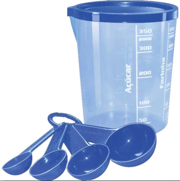 Conju. Medida Certa Copo 400ml Com Tampa + 4 Colheres Medida 0
