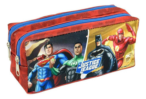 Estojo Duplo Escolar Vermelho Liga Da Justiça Dac 0