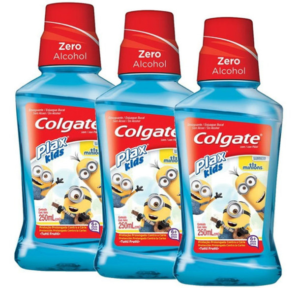Kit Enxaguante Bucal Colgate Plax Kids Minions 250ml C/ 3 Un 0