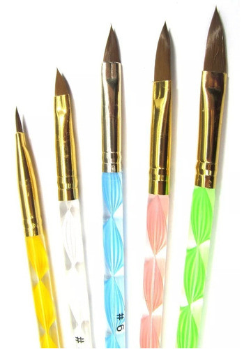 5 Pinceles Profesionales Acrilico Uñas Acrilicas 0