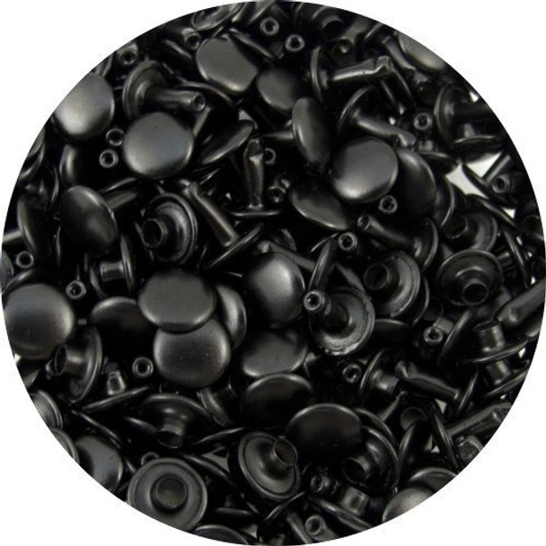 Remaches Para Cuero Doble Tapa  9mm X 100u.  Negro 0