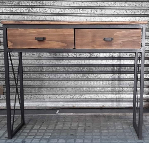 Mesa De Arrimo Madera Hierro Tipo Industrial Campoamor Deco 0
