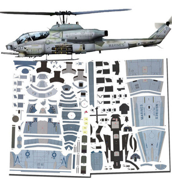 Ah -1w Super Cobra Marines Escala 1.33 Papercraft 0