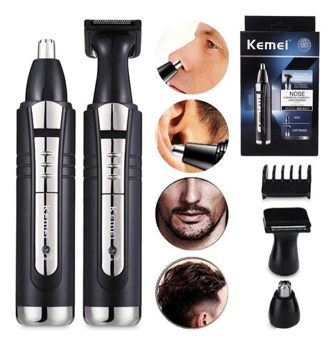 Máquina Tira Pelos Nariz Barba E Cabelo Kemei Profissional 0