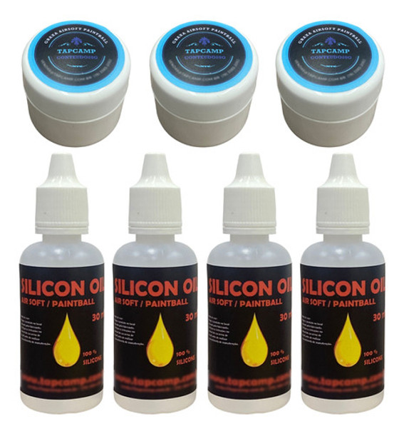 03 Graxa Marcador Paintball 20g + 04 Óleo Silicone 30ml 0