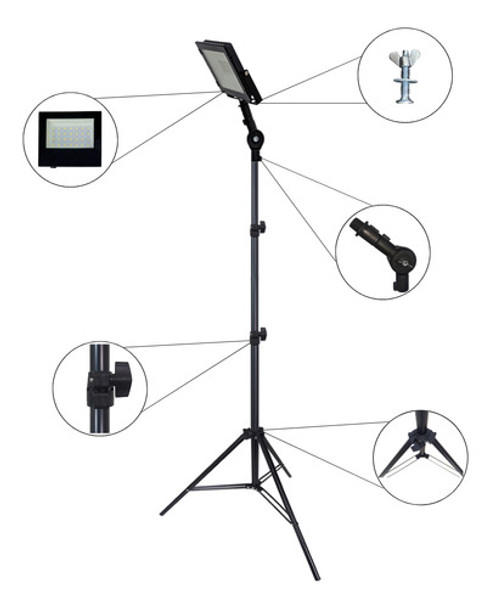 Tripé Reclinável C/ Holofote 100w  Refletor Iluminação Led 0