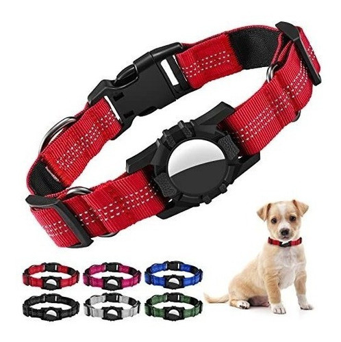 Collar Para Perro Porta Airtag Reflectivo X- Small Rojo 0