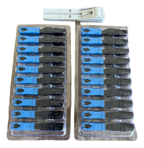 20 X Conector Óptico Campo Ftth Sc Upc - Azul + *** Gabarito 0