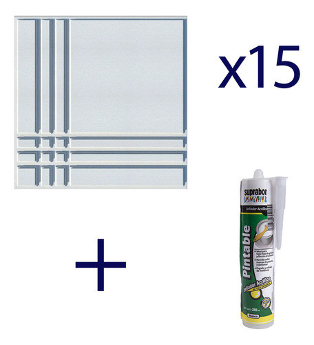 Cielorraso Decorativas Telgopor X15 Unidades + Adhesivo 0
