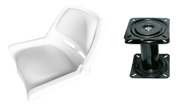 Butaca Náutica Blanca Rebatible Almohadon+base Giratoria20cm 0