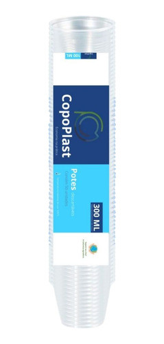 Pote De Plástico Descartável 250ml Transparente 20x50 0