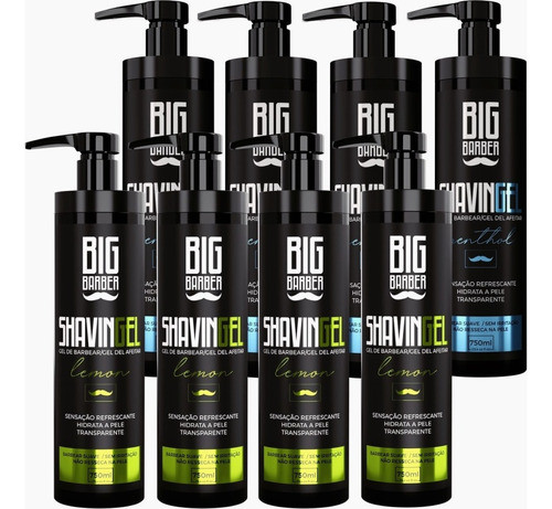 Kit Shaving Gel Big Barber Lemon + Menthol Kit Com 8 Unidade 0