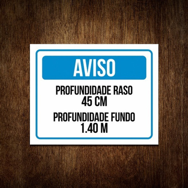 Placa Aviso - Profundidade Piscina Raso E Fundo 0