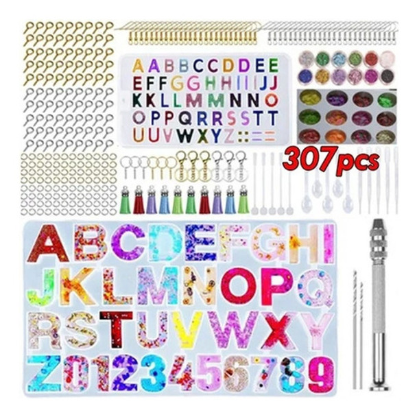 307pcs Alfabeto Resina De Silicone Moldes Para Chaveiro Faze 0