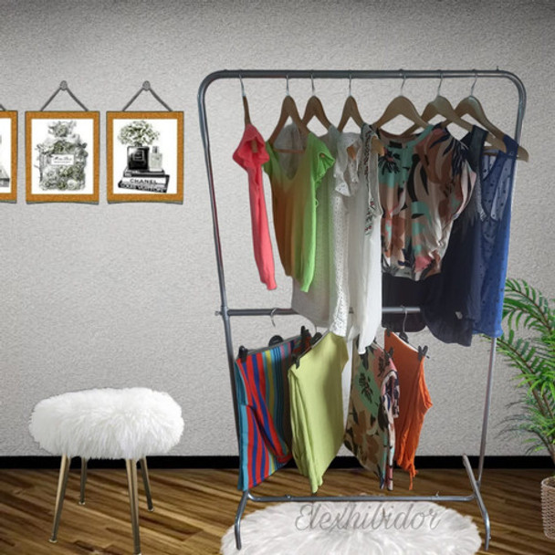 Perchero Doble C/ruedas 1.20 Mts Largo Alto C Prolongadores 0