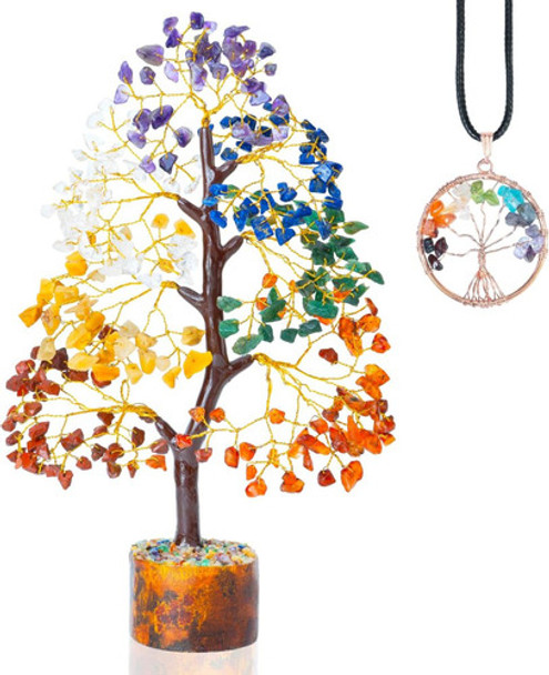 Bezavo Árbol Cristal 7 Chakras ' Colgante Árbol Vida Siete A 0