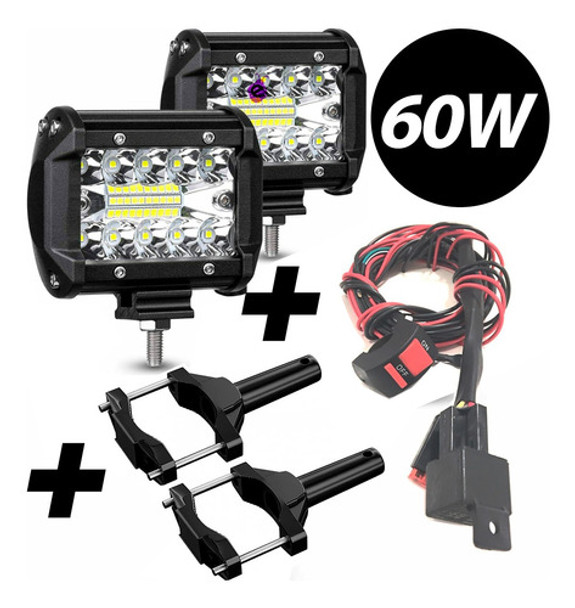 Faros Moto 60w X 2 + Kit Instalación + Abrazaderas Barral 0 Faros Moto 60w X 2 + Kit Instalación + Abrazaderas Barral 0