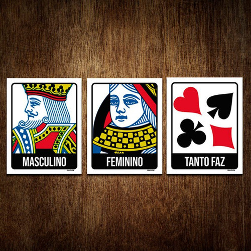 Kit Placa Banheiro Masculino Femino Tanto Faz 18x23 0