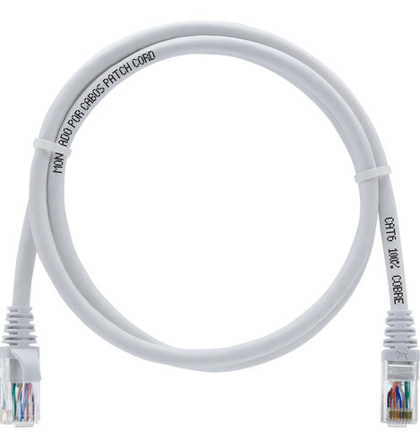 Kit 02 Un. Cabo De Rede Cat6 100% Cobre Branco 1 M + 1,5 M 0