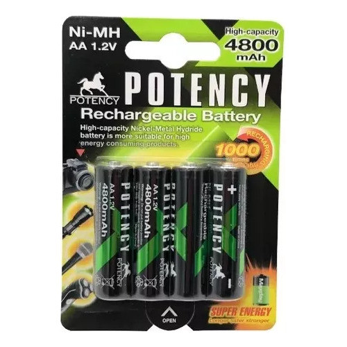 Kit 4 Super Pilha Recarregável Aa 1.2v 4800mah 0