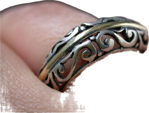 Herm Luli Anillo Plata 925 Y Oro Regalado Diferente!! Calado 0