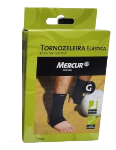 Tornozeleira Elástica Preta Grande 1 Par - Mercur 0